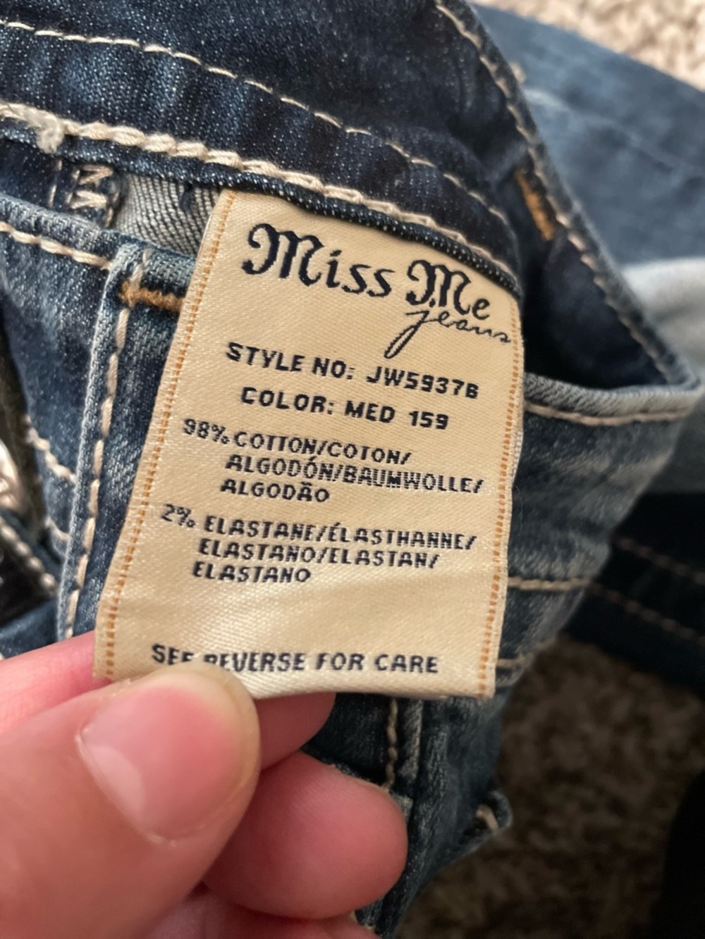 Miss Me Women's Signature Boot Jeans Embellished Rhinestone Low Rise Sz 27 - Picture 5 of 8